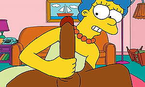 Marge Simpson batendo punheta e espantada com o tamanho knock off cacete