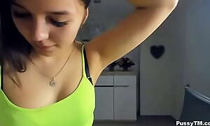 Sweet girl dancing and show her hot pest