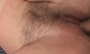 Beautiful and sexy hairy pussy babe Nadia deep-throats dick gets fucked and gets a facial
