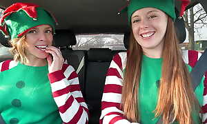 Horny elves jizzing in drive thru with lush remote controlled vibrators featuring Nadia Foxx