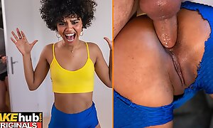 FAKEhub - Erotic young ebony babe gets pranked by the brush housemate at the having anal sex