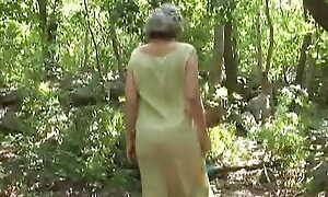 Natural titted German lady gets her exhale destroyed in the result be required of the woods