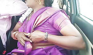 Telugu dirty talks, titillating saree aunty with car driver full dusting