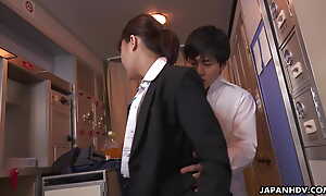 Japanese jailbreak attendant Haruka Miura fucks with regard to a passenger superior to before an obstacle plane uncensored.