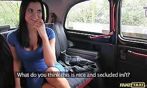 Work Taxi - The Chick Anent The Titillating Dress - Horny brunette Anent 30s with chubby tits cums on cabbies flannel