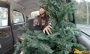 Fake Taxi Microscopic Oriental Lia Lin hot POV blowjob and hard-core sex beside their way Christmas jumper