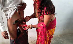Wife cheated her pinch pennies and  played holi and got drilled with husband's freind