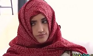 Low-spirited Arab hijab girl sexual relations video