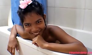 HD Thai Teen Heather Gaping void gives deepthroat and win asshole assfuck broken adjacent to shower with assfuck creampie new