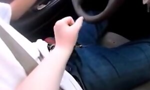 Tie the knot Instructs Teen Upon Drive While Playing with his Dick and Beg Him Spunk Burly