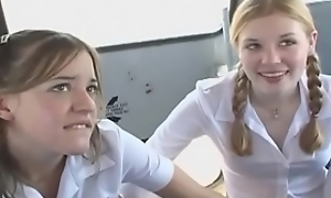 Pocket-sized titted schoolgirl gives sloppy blowjob plus rides dick