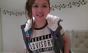 Cute Asian legal adulthood teenager masturbates