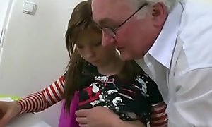 Perfect youthful order of the day girl is touched and fucked by say no to old teacher