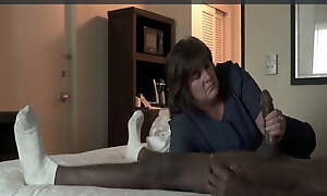 BBW Hotel Maid Strokes Big Black Cock With The brush Victorian White Hands