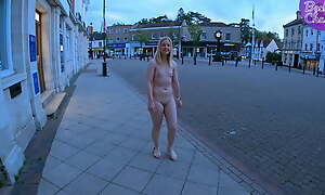 Juvenile blond exhibitionist wife walking nude all over Stowmarket, England