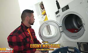 FAKEhub - Ebony Mystique finds housemate sniffing their way dirty panties onwards giving him their way big ass plus big chest
