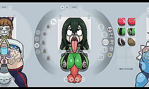 Fapwall [Rule 34 Anime game] Tsuyu Asui from my hero academy gets a 6 knobs in detail and bukkake